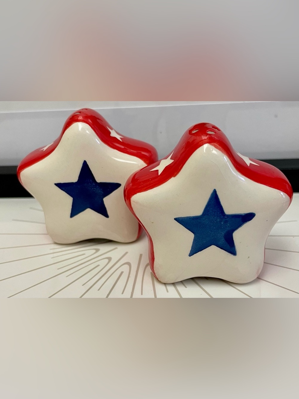 Patriotic Salt and Pepper Shakers, Red, White & Blue